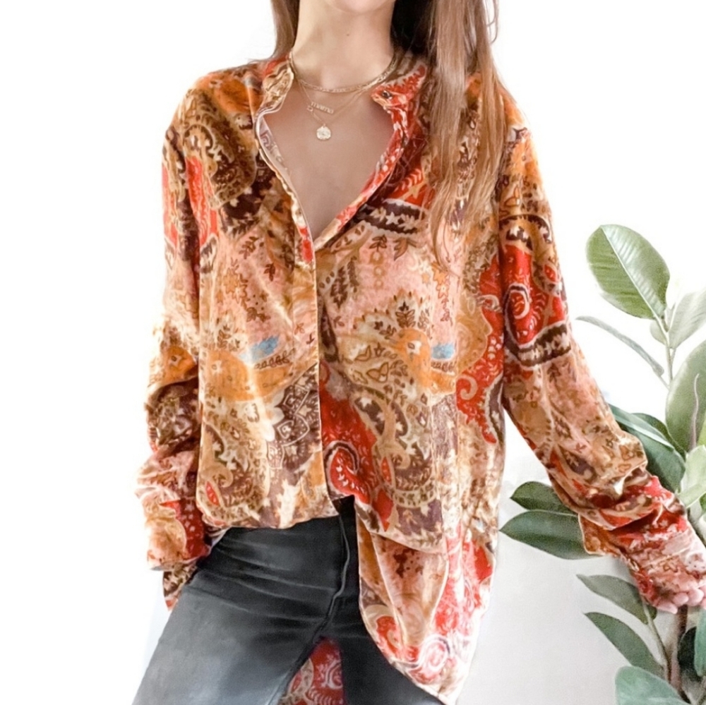 Soft Surroundings Velvet Montaigne Paisley Shirt